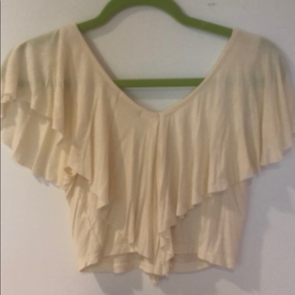 Creme Ruffled Crop Top - Picture 2 of 2